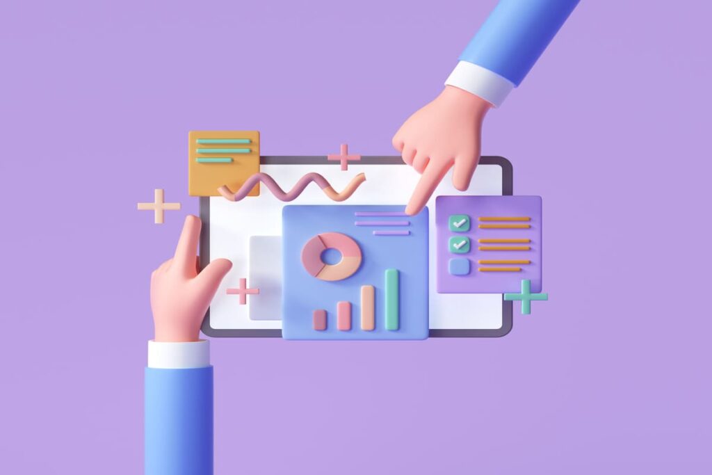 ウェブページを指さしチェックしているイラスト