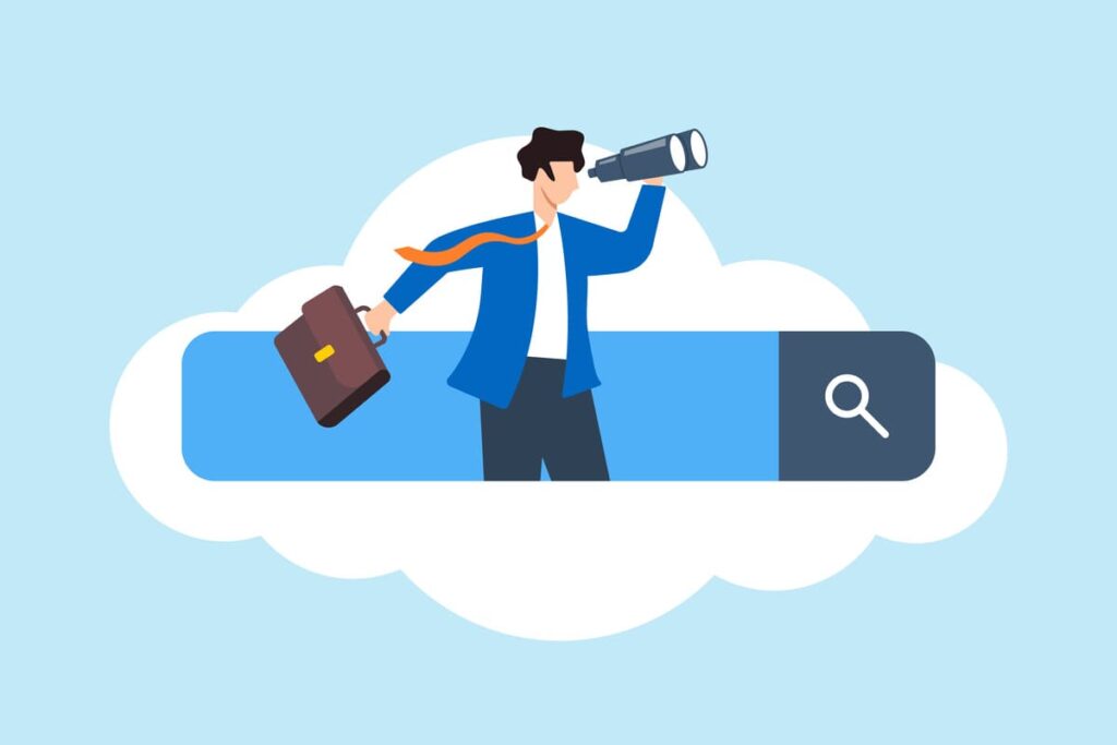 検索ボックスと男性イラスト