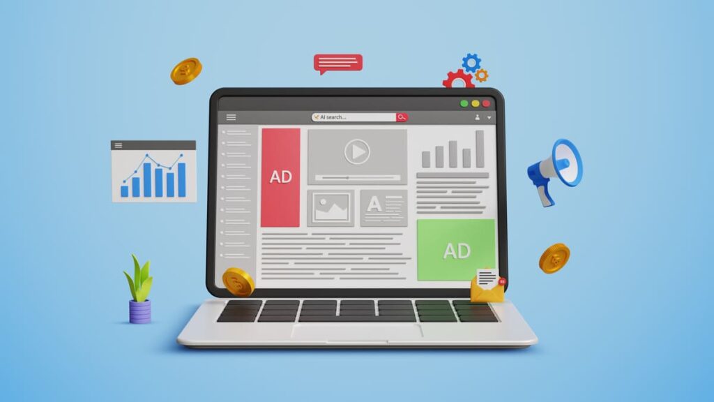 広告や数値が表示されたPC画面