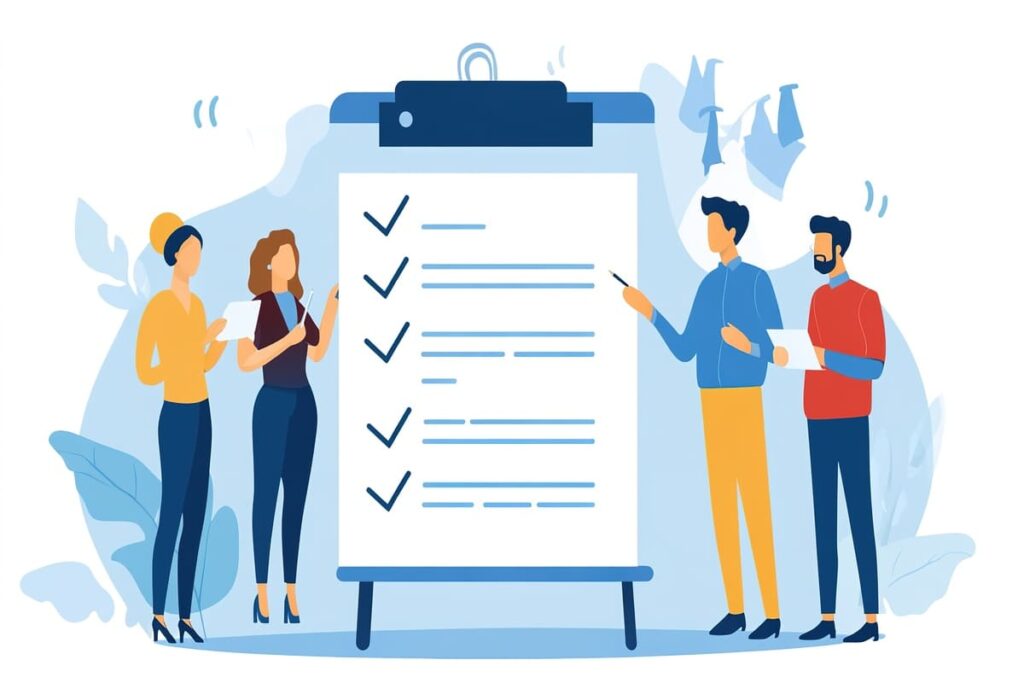 チェックリストを確認する人達